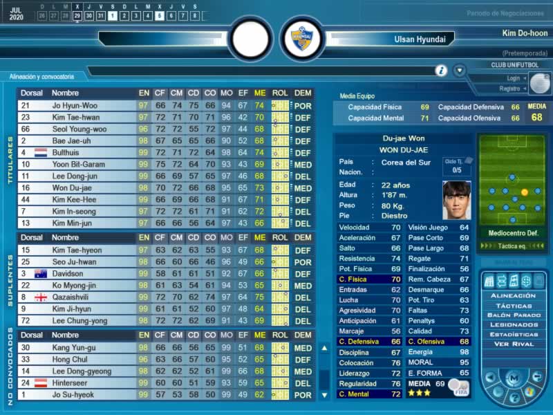 Alineación - Won Du-Jae